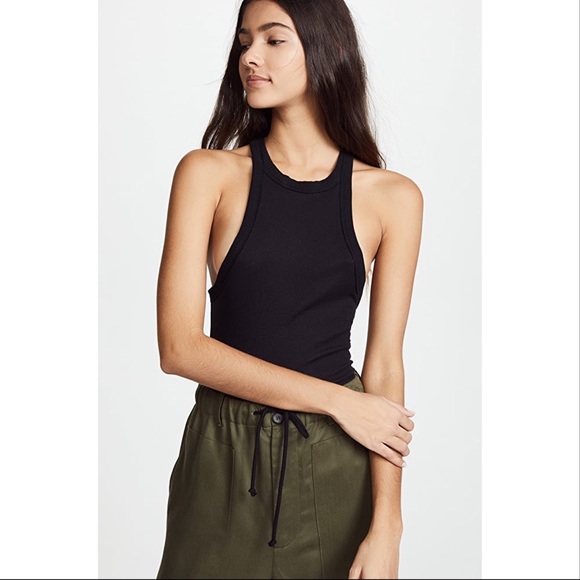 NWOT-Free People Black Wide Eyed Ribbed Tank - Picture 3 of 7